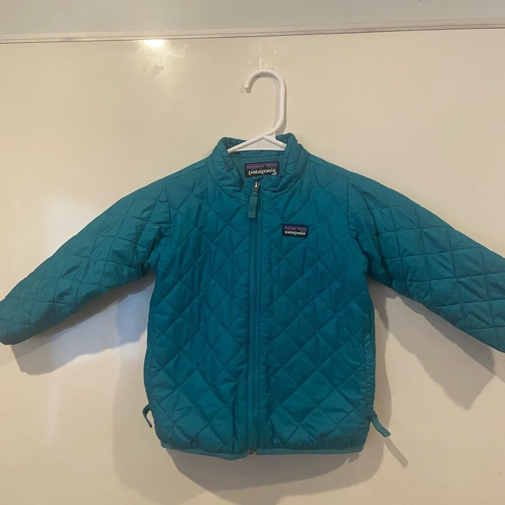 Patagonia Teal Quilted Jacket with Chest Logo
